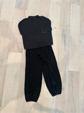 Free People Black Knit Track Joggers Set